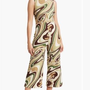 Nordstrom Swirl Pattern Jumpsuit - Olive, Chocolate, Ivory
